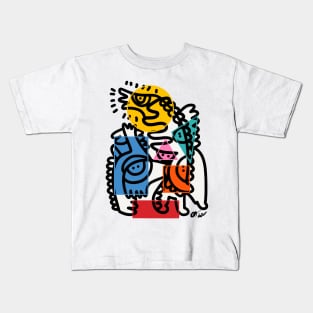 Colorful Graffiti Creatures Geometric Shapes Kids T-Shirt